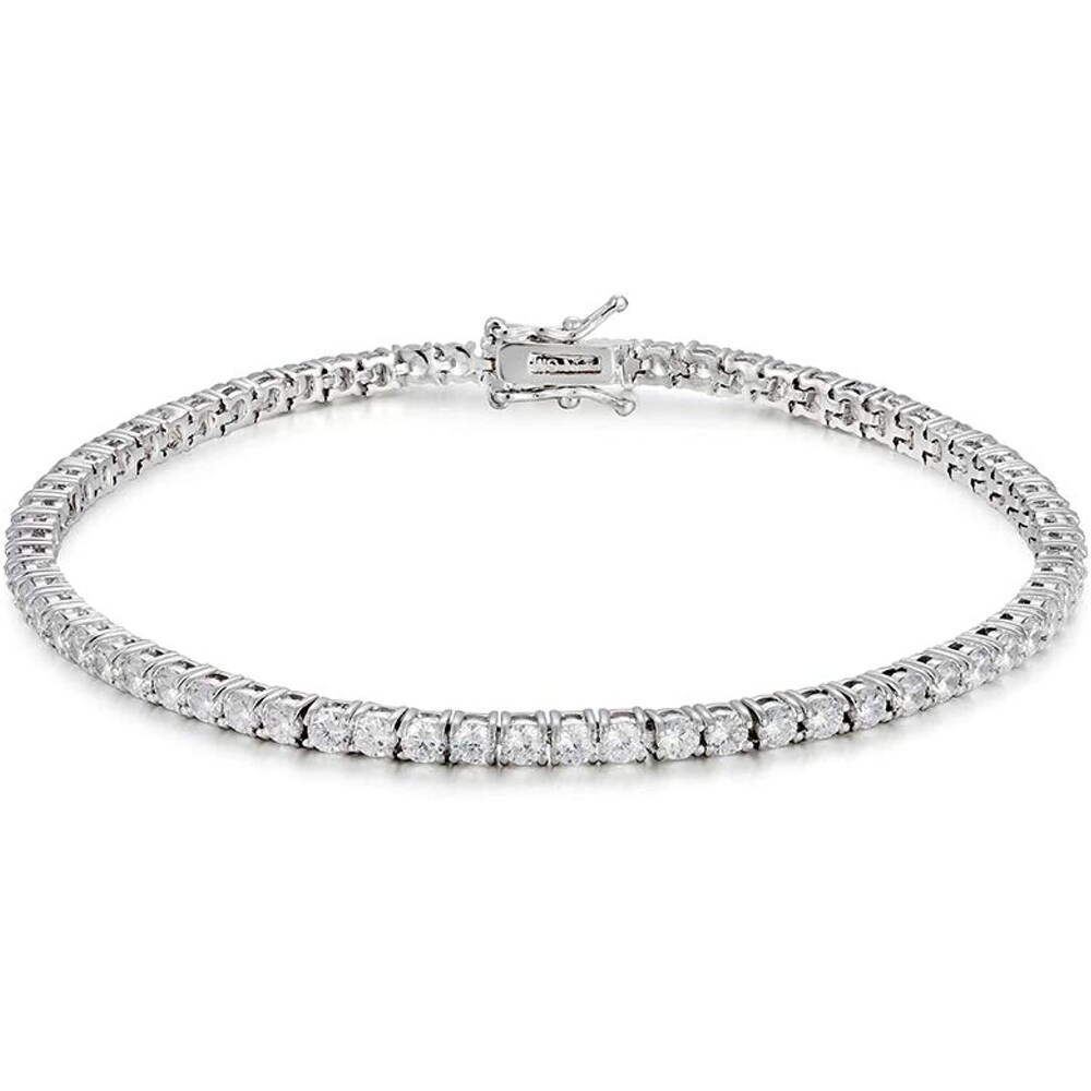 Melina Jewelry 18K White Gold Gp Cubic Zirconia Pink Sapphire Tennis Bracelet